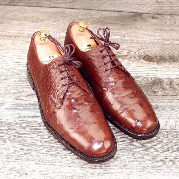 $695 Nordstrom MEZLAN 11 M Genuine OSTRICH Chestnut * add $15 new Trees - Picture 1 of 15